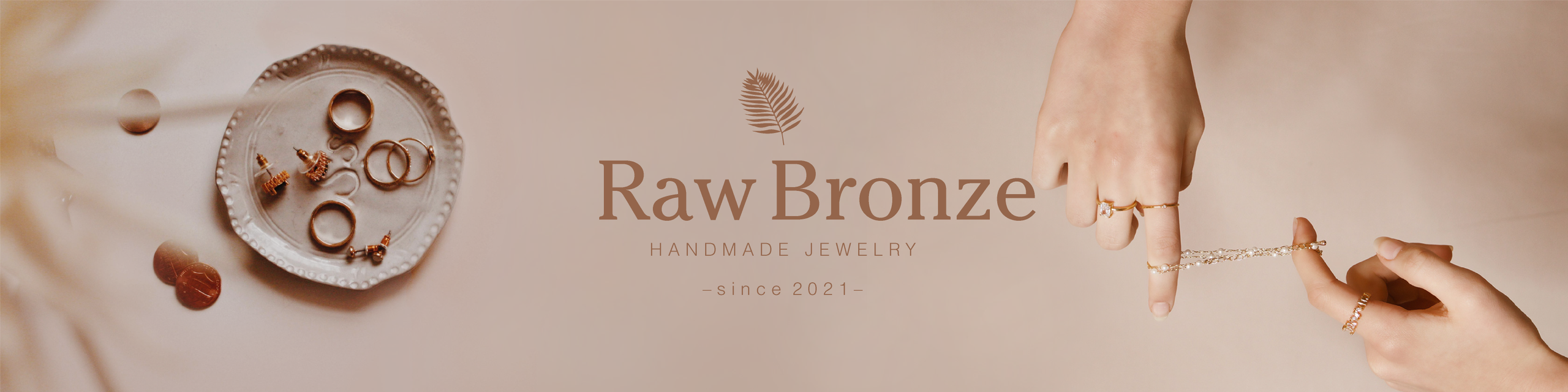 Template Elegant Handmade Jewelry Ad in Cream and Bronze