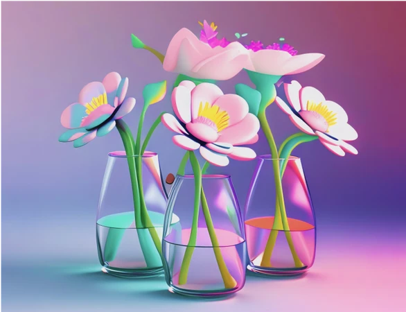 3D flowers in the basin