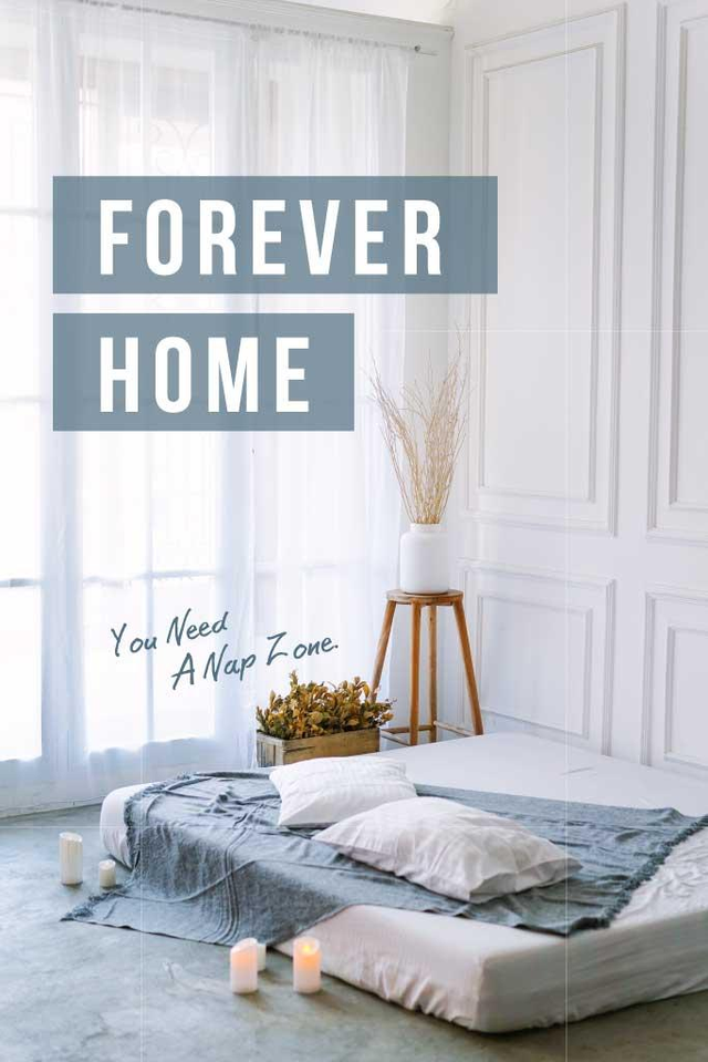 Template Serene Bedroom Sanctuary Poster in Blue White
